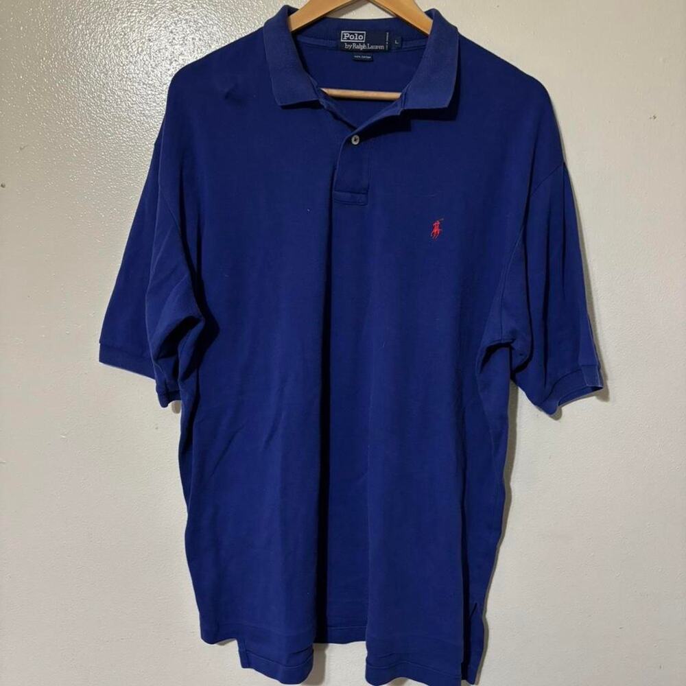Vintage 90s Polo Ralph Lauren Blue Preppy Old Money Polo Shirt Size Men’s L